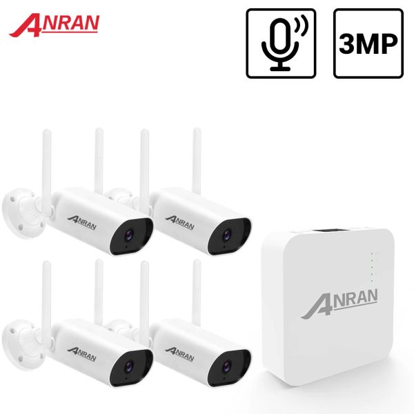 Sistema Anran 3MP Mini videoconingrenza kit audio record Audio CCTV Sistema impermeabile per esterni wireless ip telecamere plug play visione notturna