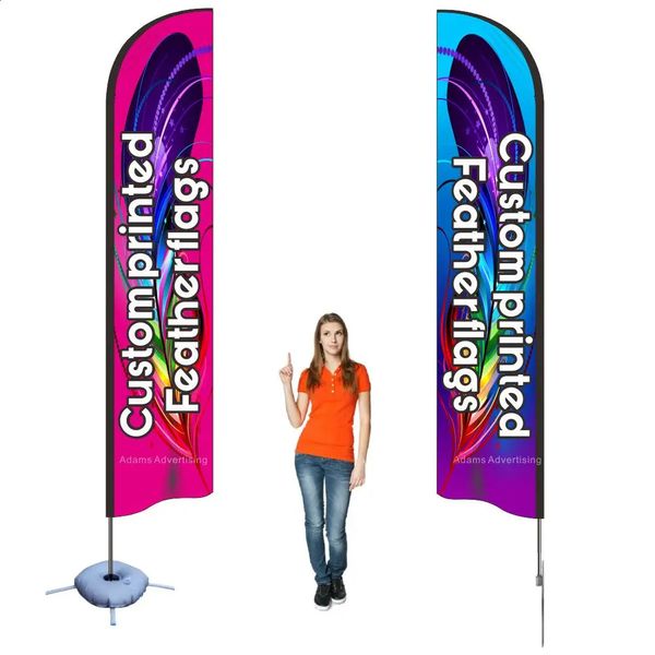 Beach Feather Swooper Blade Flag Banner Komplett Set Werbung Werbeverkauf Open Salon Cafe Shop Mall Haus Sport Custom Print 240326