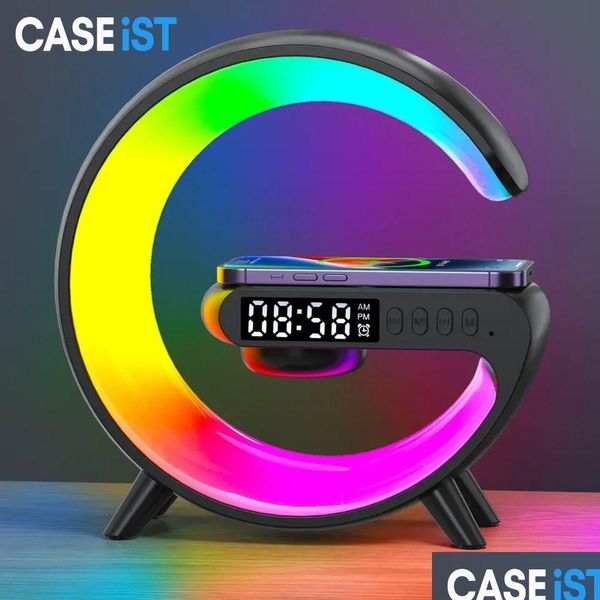 Altoparlanti portatili Caseist all'ingrosso 2024 Mini altoparlanti Bluetooth Wireless Carica Wireless Atmosfera Smart Light Charger Fast Telefono White DHVXB