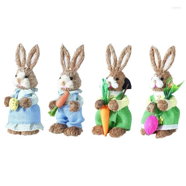 Decoração de festa palha de palha Bunnys Decorações Easters Home Garden Wedding F0T4