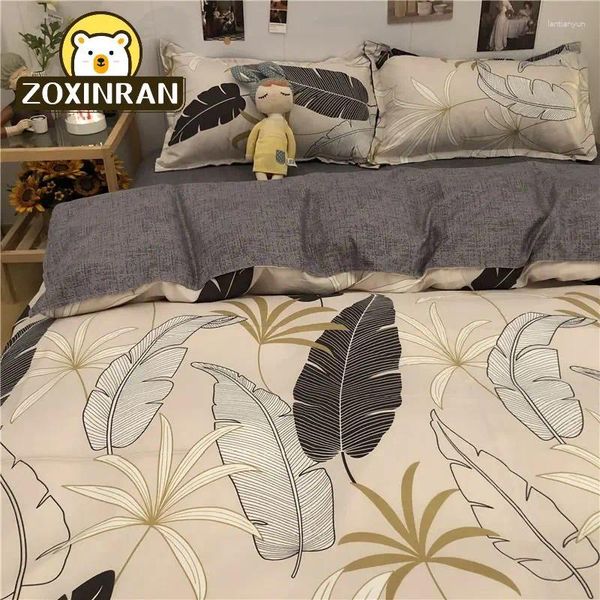 Yatak setleri seti lüks aile yatak örtüsü yorgan yatak tabakası keten anime