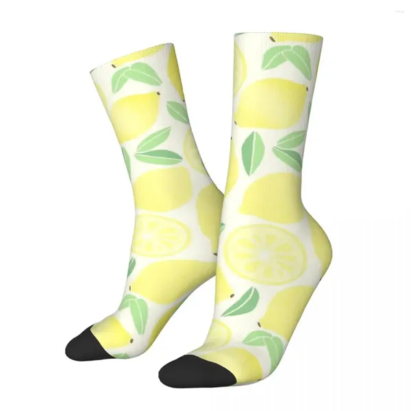 Мужские носки смешные счастливые сжатие летние лимоны ретро -хараджуку семейство семейство хип -хоп.
