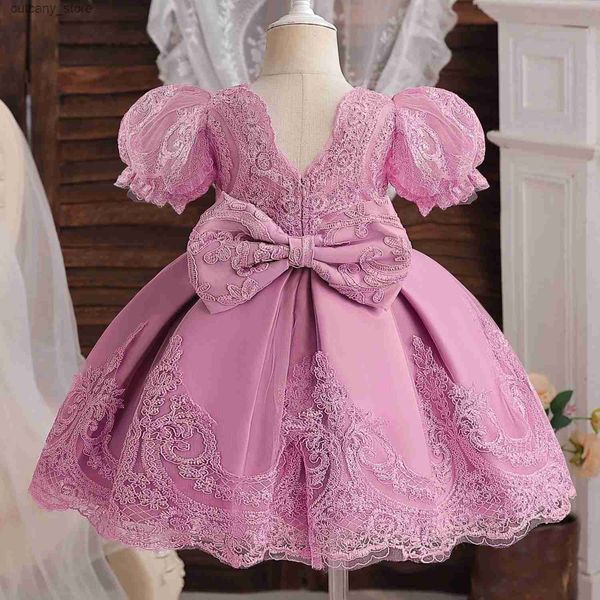 Vestidos de menina broidery bebê menina vestido de aniversário flor egant renda garotas vestido de festa de festa formal vestido princesa vestidos de noite 1-5y l240402