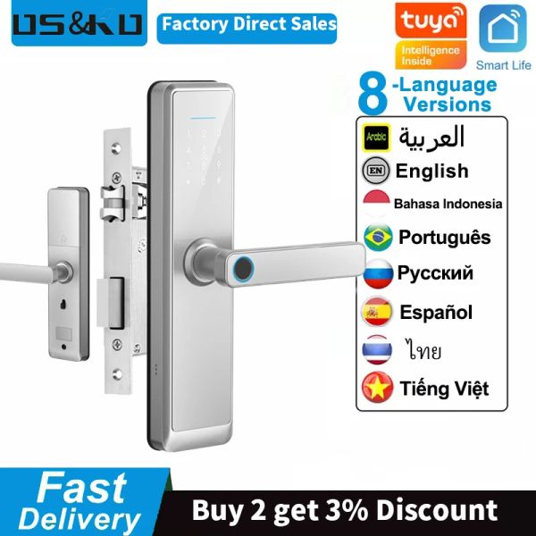 Bloquear Diosso Tuya Lock Electronic Wi -Fi Smart Door Lock Lock Printing Senha da senha do cartão IC Chave USB Charge for Smart Home