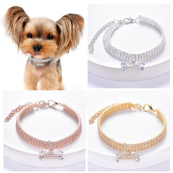 Collari per cani Collana regolabile Collaro gatto osseo osseo Rhinestone Diomand Gioielli a sospensione Luxury Metal Accessorio