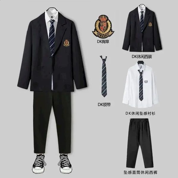 Spring Autumn DK Suit Mens coreano Estudante solto jk uniforme colégio colegas colegas casuais fatos de negócios para homens 240326