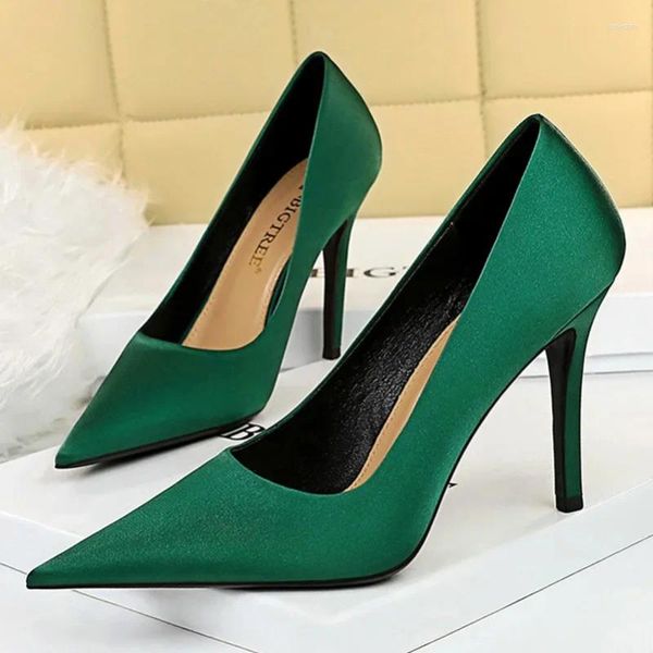 Отсуть обувь женщин 10 см высотой каблуки Scarpins Prom Purss Lady Plus размер 34-43 зеленый розовый фетиш свадебный свадебный свадебный шпиля