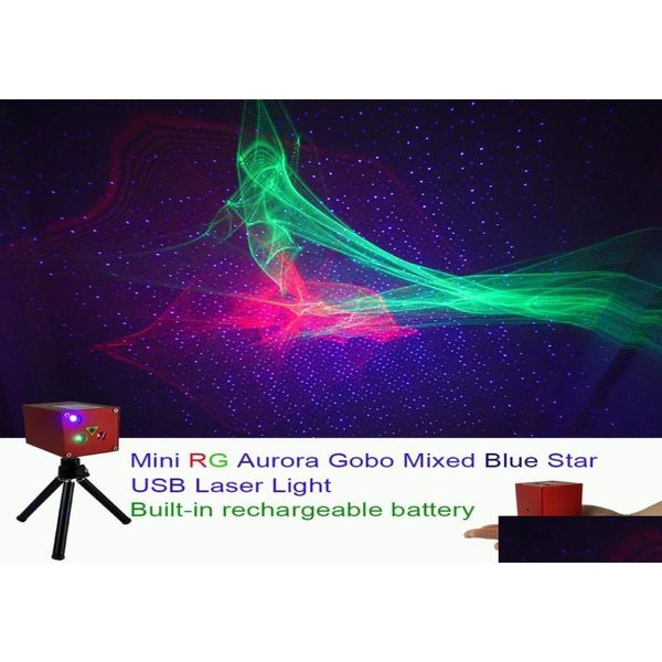 Iluminação a laser sharelife portátil rg hipnótico aurora azul projector projector leve bateria tripé USB Party Party Outdoor Gig Stage Drop Deli Dhvys