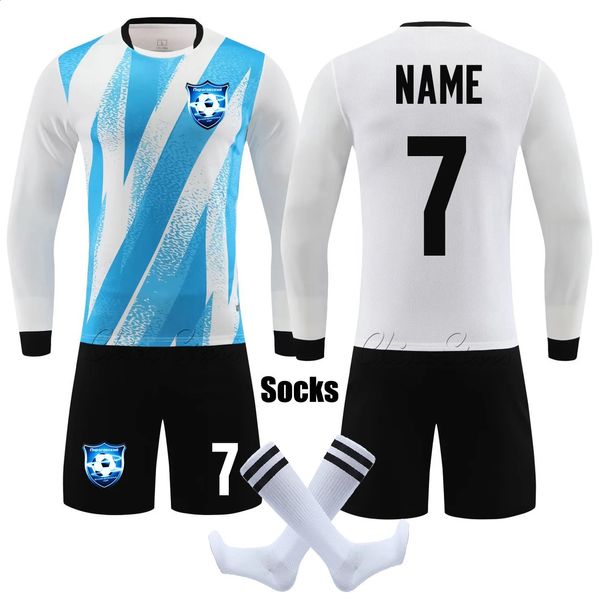 Erkekler Çocuklar Survetement Futbol Kitleri Formaları Tam Kollu Futbol Eğitim Üniforma Gençlik Futbol Kitleri Giysileri Spor Giyim 240402
