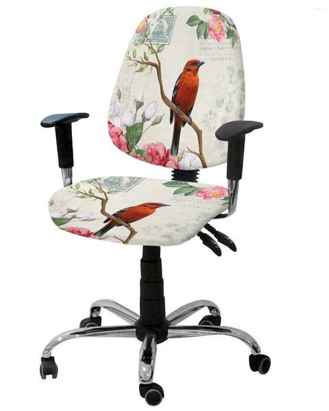 Stuhlabdeckung Vintage -Blumen und Vögel elastischer Sessel Computerabdeckung Abnehmbares Büro -Slipcover Split Seat