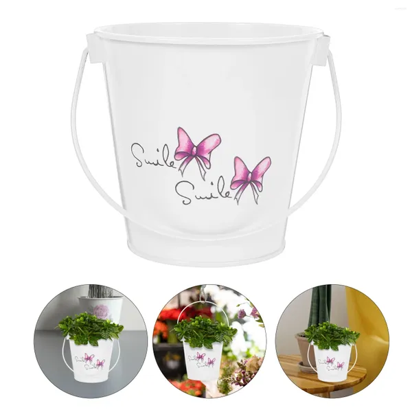 Vasos Tin Bucket Flower Banheiro Decorações de banheiros Creative Plant Vaso Iron Escritório Suculenta