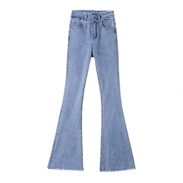 Микро -расклешенные брюки в американском стиле для женщин 2024 Новые эластичные драпировки подушка высокие подковы джинсы