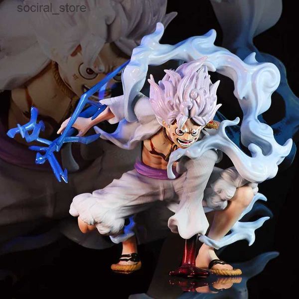 Figuras de brinquedo de ação Hot One Piece Anime Figura Luffy Gear 5 Sun God Nikka Lightning Scene PVC Action Figures Modelo de estátua Coleta Modelo de Toys L240402