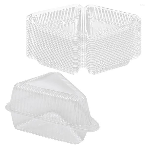 Elimina contenitori da 50 pezzi Contenitore trasparente con coperchio Triangolare Cake Box Medice Go Lids Fletta Plastica di formaggio usa e getta