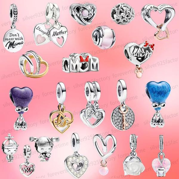 2024 Neues Muttertage Geschenk mit Original -Box -Designer -Armbändern für Frauen passen Pandoras Armband Mütterliche Freude Charm Set Halskette Liebe Mutter Herz Dangle Charm Schmuck Schmuck