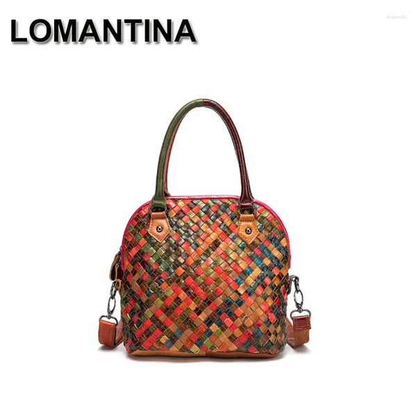 Totes Lomantina Designerinnen Frauen Umhängetasche echte Leder -Crossbody -Schalenbeutel für Damen weben kleine Tasche farbenfrohe Stricken Geldbeutel