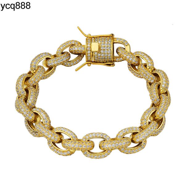 Accessori maschili designer Gold 14k Hip Hop Link Rollo Bracciale in argento in braccio a catena hiphop a catena hiphop Bracelet Micro Inserto