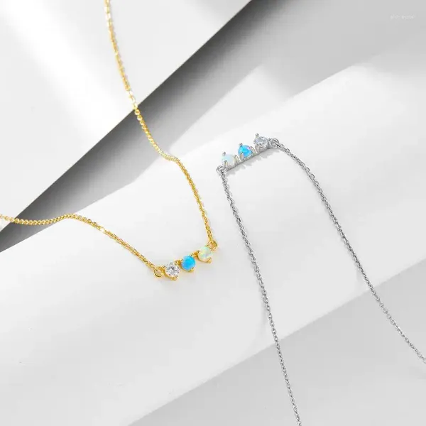 Ketten 2024 Großhandel hohe Qualität 925 Sterling Silber 18K Gold Pave Opal Diamond Halskette Frauen Schmuck Fein
