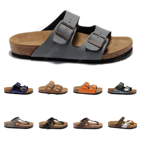 Slipper Summer Slide Men Cork Slippers засоры микрофибры Кожаная черно -серая серая синяя красная солома Желтая женщина скользит повседневную кнопку с двойной пряжкой на сандал