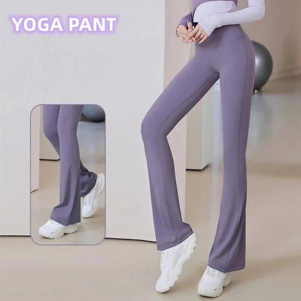 Flare Yoga Pants Mulheres Cantura alta Esportes Slimming Leggings Fitness Pilates Pilates LEGAS DE LENTES LEGAS 240402