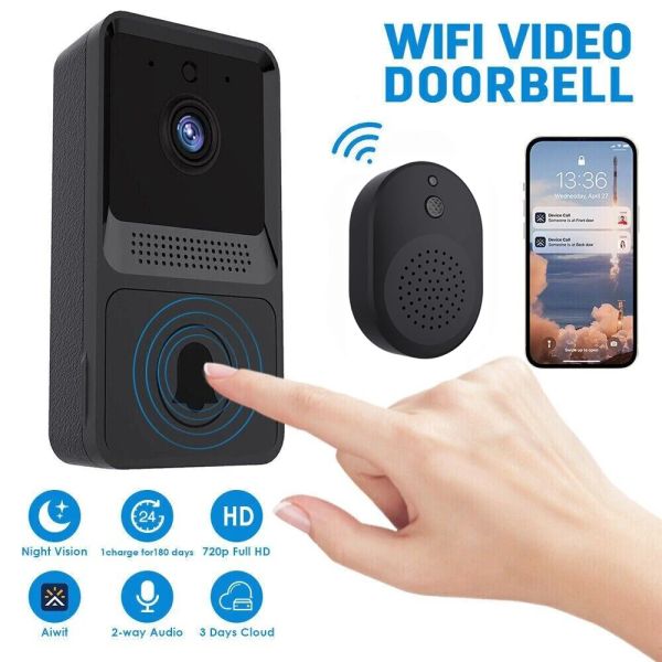 Campainha de video de vídeo sem fio smart home home hd câmera de voz intercomunicação de segurança proteção wifi sino de porta de anel com monitor visual de carroceiro