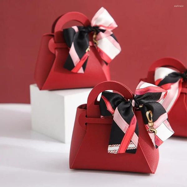 Цвет подарочной упаковки Маленький с ручной сумкой для вечеринки сумочка с формой лук -конфеты для свадебной коробки для любимых коробок упаковки