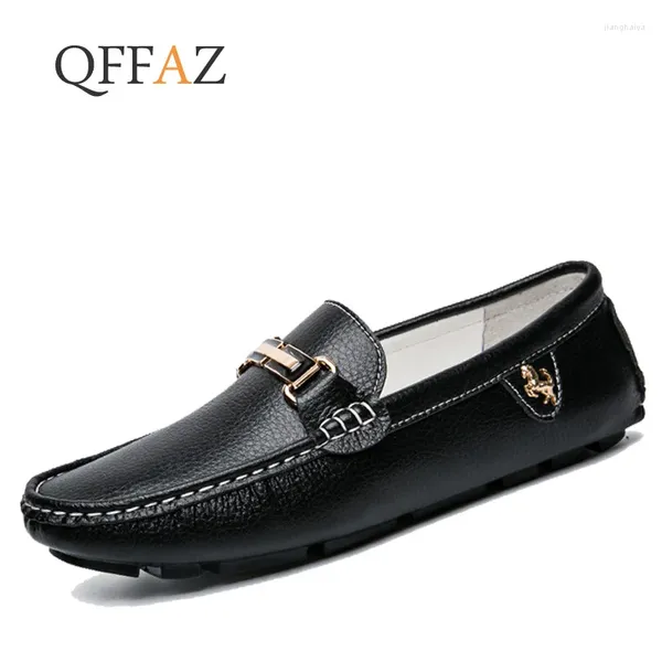 Lässige Schuhe Qffaz Marke Fashion Spring Style Soft Moccasins Männer Slebringe hochwertige echte Lederflats Gommino Fahren