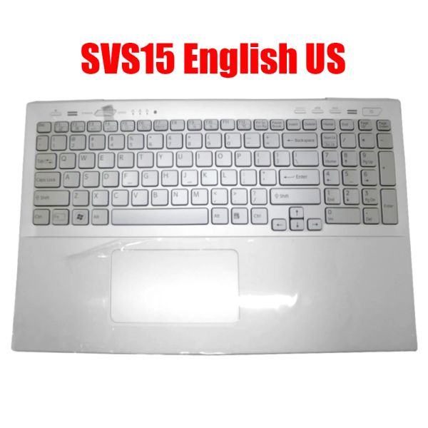 Carte Laptop Palmrest per Sony per Vaio SVS15 149015811Us 9Z.N6CBF.501 Silver con touchpad con tastiera americana in inglese retroilluminato nuovo