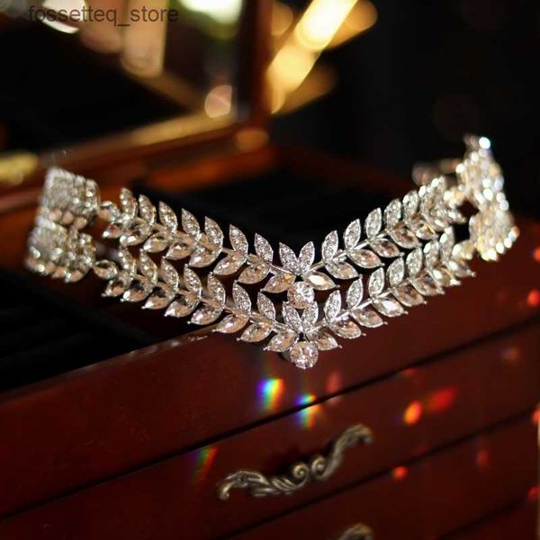 Cabelo de casamento Jóias de casamento Jóias de jóias barrocas de cristal de cristal banda dupla banda de luxo Tiaras Crown concurso Prom Diadema Acessórios 220831 L240402