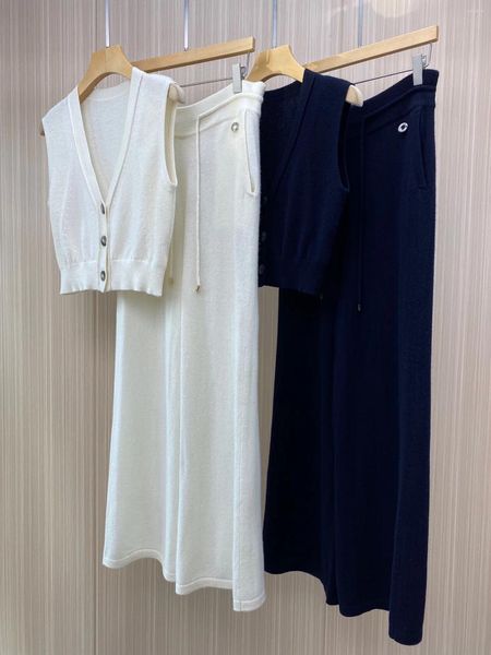 Calças de duas peças femininas 2024 Mulheres Spring Solid Color Solid Cashmere Conjunto
