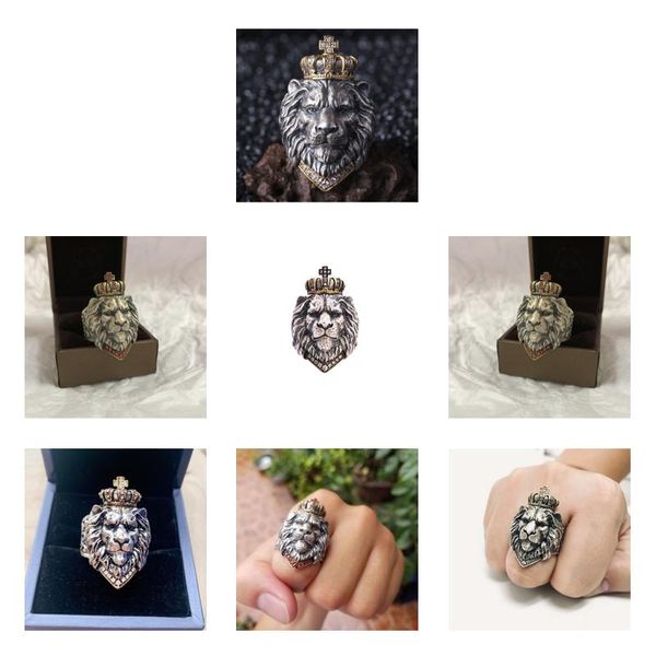 Ringos de cluster Bohemian Crown Vintage Crown Rei Ring Ring Male Male Acelante Cruzada Cadeir Corrente de Ouro Abertura Para Mulheres Jóias AC OTPQ9