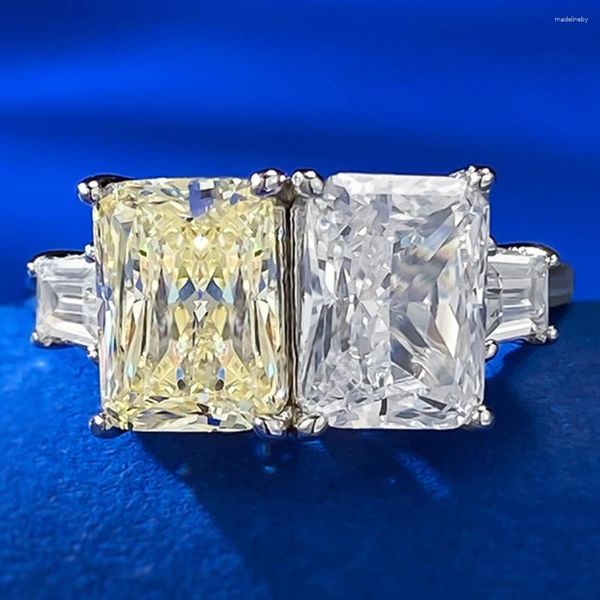 Rings Cluster Shop 925 Sterling Silver Radiant Cut 6 8 mm Lab Citrine Sapphire GEMSTONE GEMSTONE PER DONNE GIOIGLIO AGGIUNTIVI GIOIGLIO