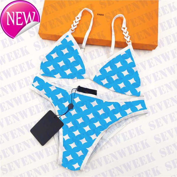 2024 Designer di alta qualità Swimwear Summer Letter Blue Letter Ladies Swimsuit Sexy S Two pezzi Womens Bra Mutandine abbigliamento biancheria intima