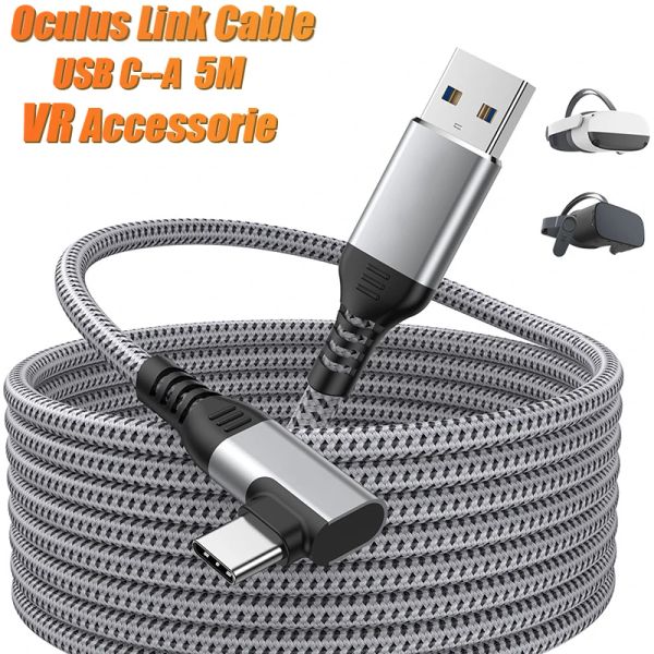 Glasshi 5 m Riga di dati del cavo per Oculus Quest 1/2 Link VR ABERENTE USB 3.0 Tipo C Trasferimento Dati Typec al Cord VR Accessorio USBA