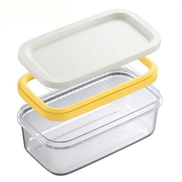 Cozinha portátil portátil caixa de manteiga cortando alimentos com tampa de recipiente retângulo Selando armazenamento de prato de queijo Keeper