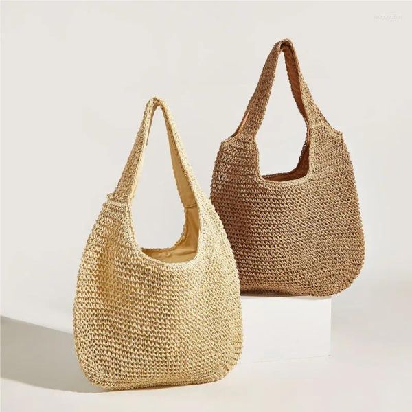 Bolsas de noite palha casual feminino ombro de vime de vime tecido ladras artesanais Rattan de praia feminina bolsa de mensagens grandes 1pc bolsa