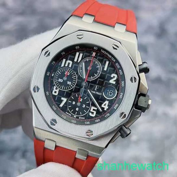 Mens AP Wrist Watch Royal Oak Offshore Series 26470ST Classic Primeira geração Vampire Black Plate Red Anegleg Red 42mm Mechanical Mechanical Mens Watch