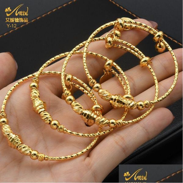 Bangle 2pcs/Lot Dubai aniid Gold Color Girls/Baby/Kids очаровать Gypsophila Braslet Bells Heart Jewelry Child Christmas S 230814 Drop de dhtvu