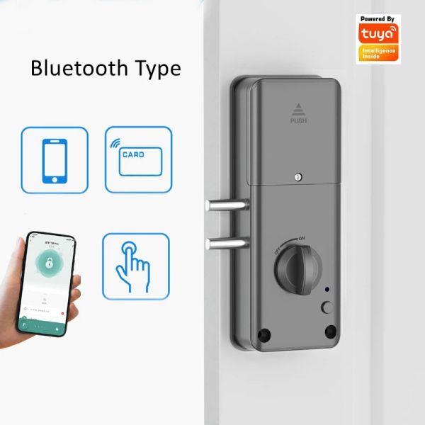 Block Bluetooth App Smart Door Lock Smart Lock Tuya приложение пульт дистанционного управления IC -карта блокировка двигателя невидимое без ключа без отверстия. Установка отверстия