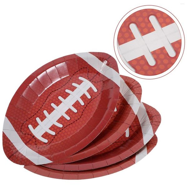 Tek kullanımlık yemek takımı 20 PCS Süslemeleri Rugby Party Sofra Futbol Kağıt Plaka Tepsisi Plakalar Oval Çocuk