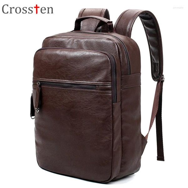 Schulbeutel aiwithpm Mode Herren der höchsten Qualität PU Leder Laptop Rucksack Männer Bag Männlicher Rucksack Rucksack Schwarzbraun