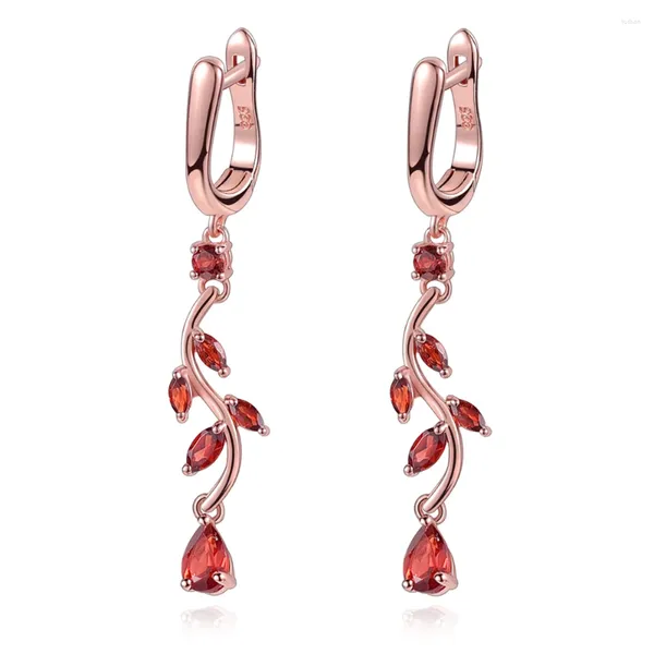 Orecchini a pennagliera per pera 4x6mm Garnet in oro rosa 925 Sterling Silver Natural Red Gemstone Designs alla moda