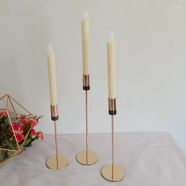 Candele IMuwen Metal Luxury Gold Mix Black Candlestick Wedding Stand Exquisite Candelabra Table Decor