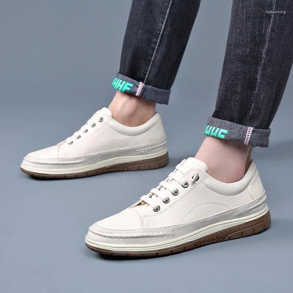 Lässige Schuhe Little White Herren echtes Leder groß Größe 46 weicher Einzelgeschäft hoher Sinn koreanische Ausgabe Vielseitiger Trend