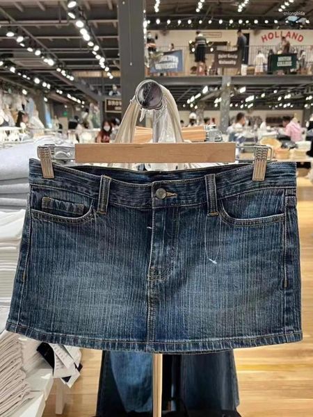 Signe Y2K Girls Women Casual Women Blue Denim Mini 2024 Summer Vintage High Wit Solid Female Chic Bottoms