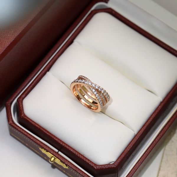 Anéis de banda amante Luxo casal de luxo menina diamante anel ring rings designer anéis de três anéis
