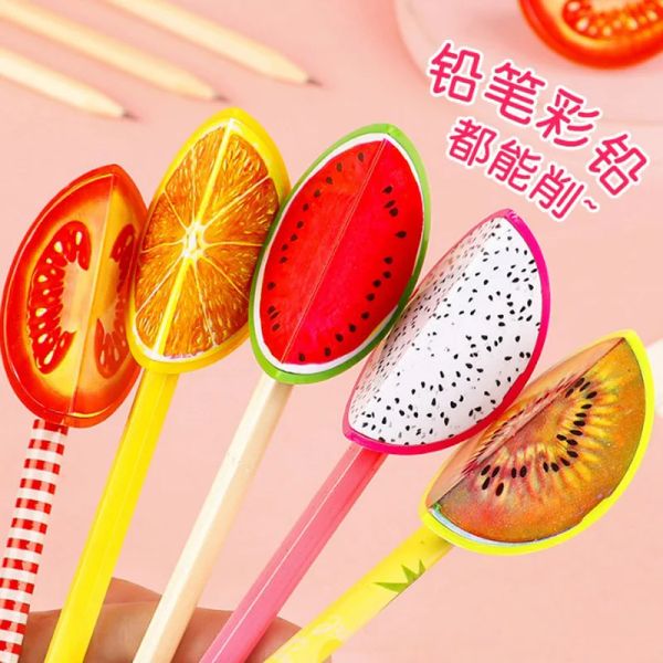 Spitzer 10 PCs Cartoon Stationery Creative Bleistift Scharfschütze Fruchtform Weihnachtsbürozubehör Kawaii School Accessoires Handbuch Werkzeug