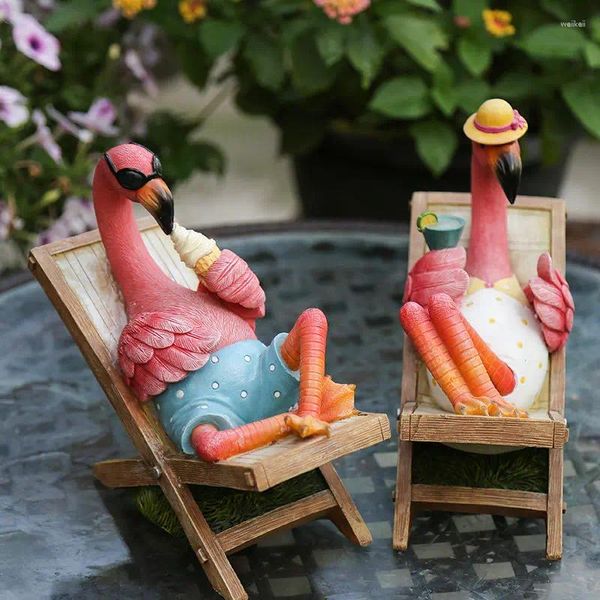 Decorazioni da giardino cortile con flamingo in resina accessori per le figurine del parco esterno decorazione villa balcone da gioco sculture artigianato