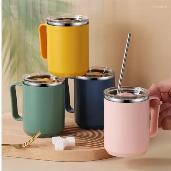 Mughe tazze 304 tazza di caffè portatile in acciaio inossidabile con coperchio segnato in casa da bere