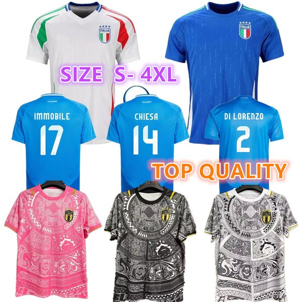 24 25 Jerseys de futebol Italys Scamacca imóvel Chiesa futebol camisas de futebol Raspadori Jorghonho Verratti Maglia 2024 2025 Kit da equipe nacional italiana